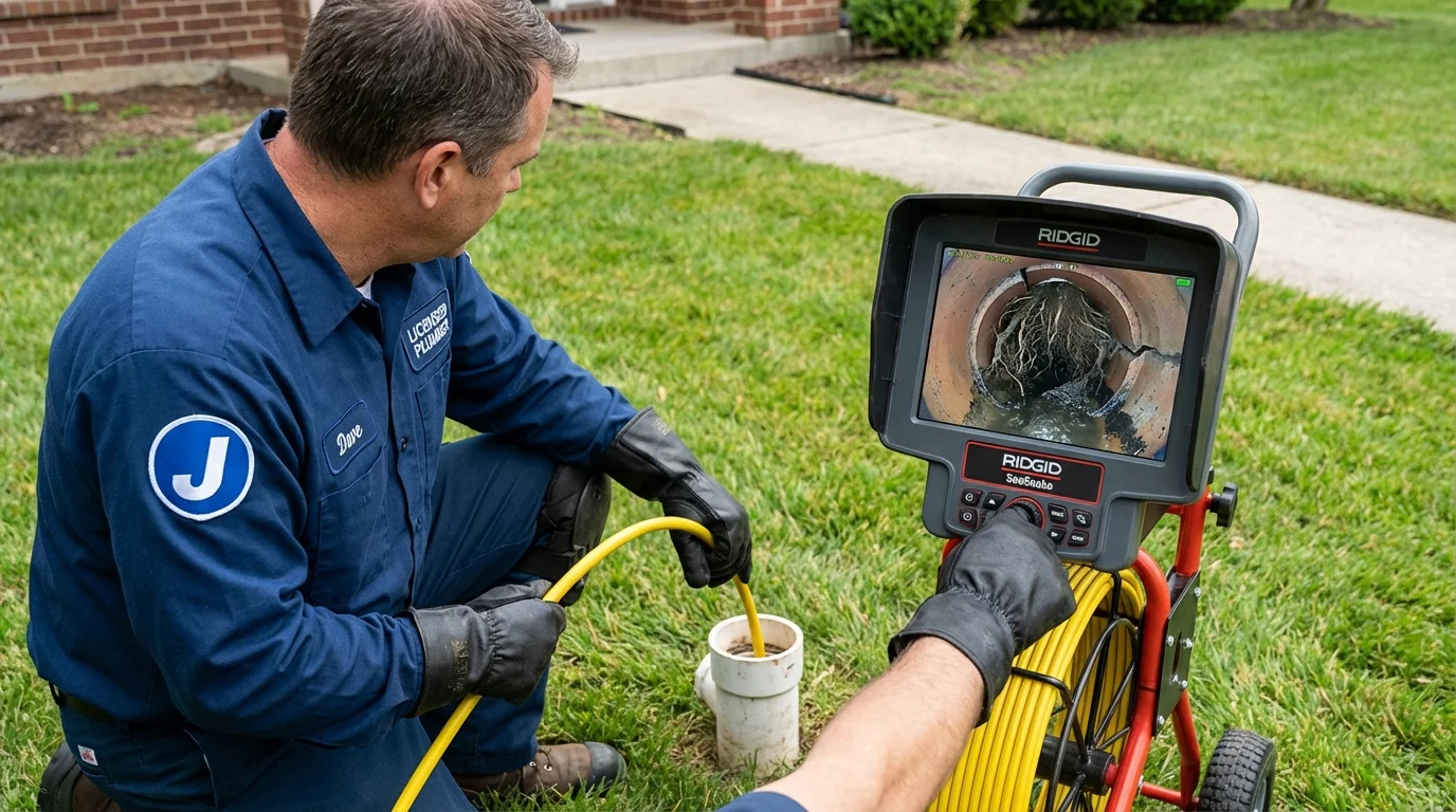 Sewer camera inspection being performed by Johns Plumbing LLC in Portsmouth